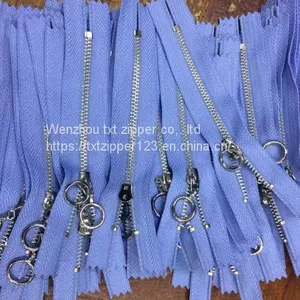 TXT Brand 5# Metal Brass Zipper With Platinum Teeth Auto Lock N-ring Puller Close End thumbnail-1
