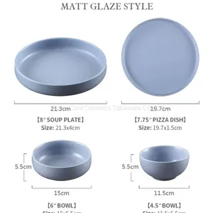 European Dinnerware Plate Colored Glaze Houseware Matte Glazed Custom Ceramic Pottery Dinnerware Set thumbnail-2