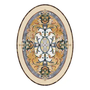 Manufacture Custom Made Hotel Lobby Flooring Design Natural Marble Waterjet Medallion Tiles thumbnail-5