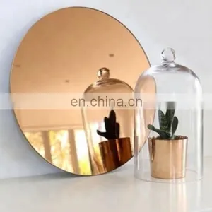 Gold Tinted Large Round Wall Silver Furniture Mirror for Decoration thumbnail-1
