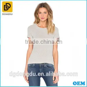 Comfortable Knitted One Color Simple Women Grey Color t Shirt thumbnail-1