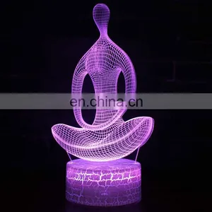 7 Colors Touched Changed Acrylic Panel 3d Led Night Light for Decoration thumbnail-2