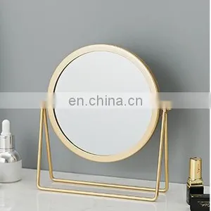 Decorative Glass Round Moon Mirror With Stand Shelf for Home Table Makeup Mirror thumbnail-1
