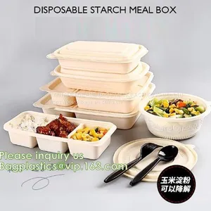 Sugarcane Pulp Lunch Disposable Box Bagasse Food Container Disposable Clamshell Lunch Box Bagease Pac thumbnail-1