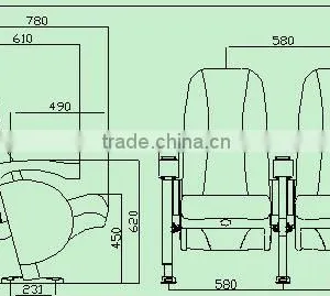 3 Seater Theatre Cinema Chair With Plastic Armrest and Suport in Seat and Back HJ9402 thumbnail-3