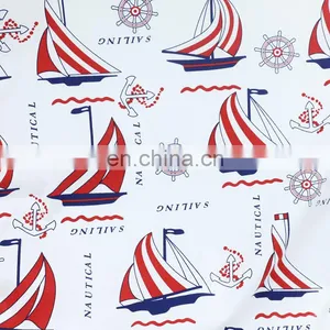Navy Cartoon Sailing Fabric Kindergarten Baby Wrapped in Sleeping Bag Child Quilt Cover Sheet Cotton Fabric thumbnail-4