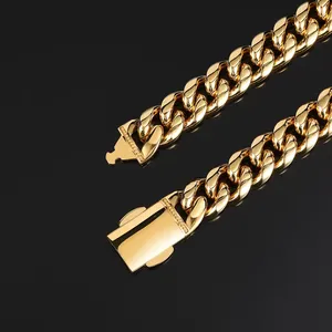 Stainless Steel Hip Hop Jewelry Bracelets for Men Gold 18K Gold Plated Pulsera Cubana Bracelet Custom Logo thumbnail-4