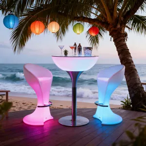 Ice Bucket Table Light Double Bar Chair Nightclub KTV Party End Table Modern Colorful Plastic Commercial Furniture Led Light thumbnail-1