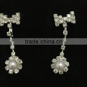 New Arrivals Wedding Silver Bowknot Crystal Bridal Choker Necklace Earring Jewelry Set thumbnail-4
