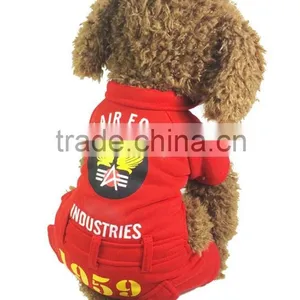 200 Pcs Sold in One Day Fit for Spring and Autumn USA Air Force Printed Red Dog Fleece Pet Clothes thumbnail-1
