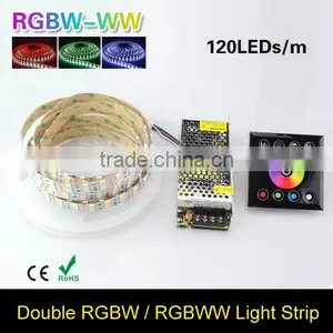 16.4FT Double Row 5050 RGB LED Strip 5M 600 Led SMD Led Fleible Light Ribbon Tape & DC 12V 10A Power & 86bo Dimmer Controller thumbnail-1