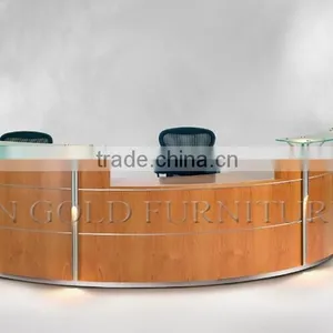 Modern Chinese Factory Wholesale and High Quality Curved Stainless Steel and Wood Office Table,Office Reception Desk (SZ-RT042) thumbnail-4