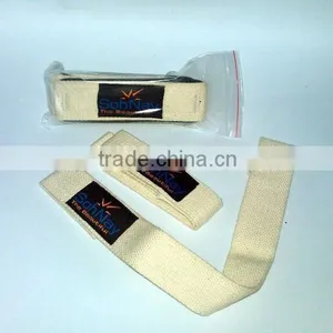 Natural White Weight Lifting Straps Made by Heavy-Duty Cotton With & Without Padding thumbnail-1