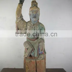 Wooden Buddha Antique Laughing Buddha Statue thumbnail-1