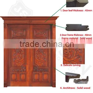 Luxury Finished Double Swing Solid Wood Main Door Designs thumbnail-2