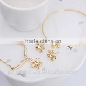 Summer Wedding Jewelry Sets Korea Simple Flower Earring Necklace Bangle For Woman thumbnail-4