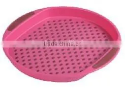 Wholesale Plastic Anti-skid Food Round Serving Tray With Handle Quality Choice thumbnail-3