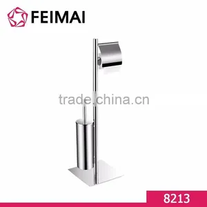 Brass Stainless Steel 304 Free Standing Paper Roll Holder and Toilet Brush Holder thumbnail-1