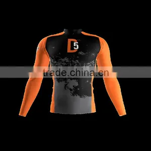 Polyester Spandex Long Sleeves District 5 Orange Compression Shirt/Rash Guard With Club Logo Player Name and Numbers at Sleeves thumbnail-1