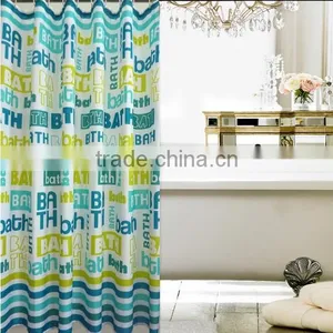 Letter Printed Fresh Style Polyester Mildew Resistant Shower Curtain thumbnail-1