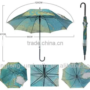Good Look Popular World Map Picture Straight Umbrella thumbnail-1