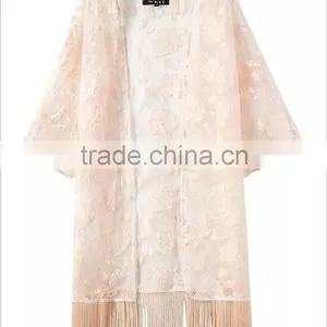 2016 Fashion Design Beach Wear Kaftans Lace Dress With Long Tassels thumbnail-1