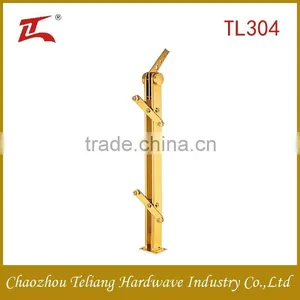 Stainless Steel Golden Railing Pillar Fitting Interior Glass Railing thumbnail-1