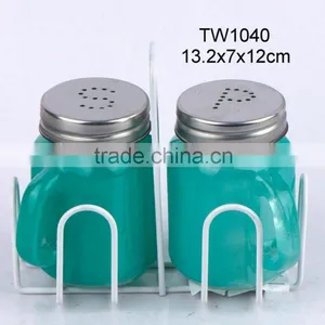 TW1040 2pcs Glass Spice Jar With Metal Rack thumbnail-1