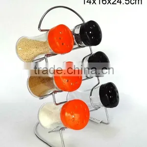 TW950 6pcs Glass Spice Jar Set With Metal Rack thumbnail-1