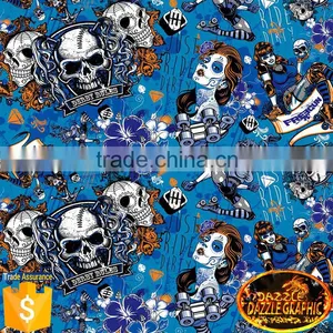 Dazzle Graphic Excellent Quality Sexy Skull Hydrographic Film No.DGDAD058 Hydrographic Film Feature Water Transfer Printing Film thumbnail-1