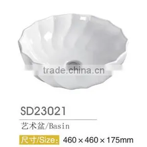 Flower Shape Ceramic White Color Art Basin thumbnail-2