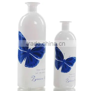 Butterfly Decal Opacity White Glass Vase thumbnail-3