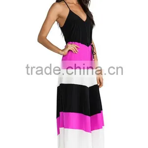 2015 Gowns Women Colour Block Gown Fashion Gown Design for Women Wear Long Gowns thumbnail-3