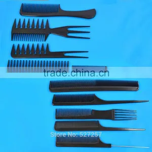 10Pcs Barbers Brush Combs Set Black Pro Salon Hair Styling Tools Hairdressing Plastic thumbnail-4