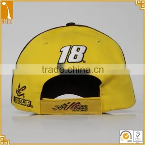 High Quality Unisex Yellow 6 Panel 100% Cotton Embroidered Custom Racing Car Baseball Cap Wholasale thumbnail-4