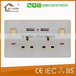 UK Type Wall Double Socket With Double USB Port Switches and Socket uk thumbnail-6