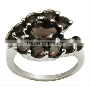 Designer Black Ring, 925 Silver Ring for Girls, Smokey Ring Design in Silver thumbnail-1
