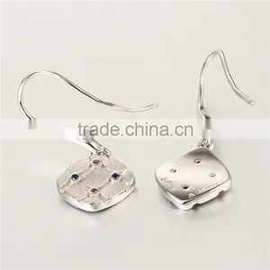 Cheap Made In China Piercing Square Spinel And Ruby Silver Earrings thumbnail-3