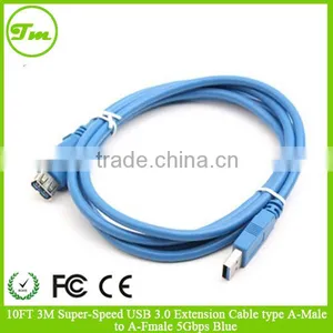 10FT 3M Super-Speed USB 3.0 Extension Cable Type A-Male to A-Fmale 5Gbps Blue thumbnail-1