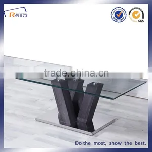 Rectangle Glass Top Wood Frame Centre Table thumbnail-2