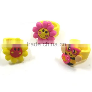 Wholesale Cute Candy Color Custom Shaped Kids Rubber PVC Finger Rings thumbnail-6
