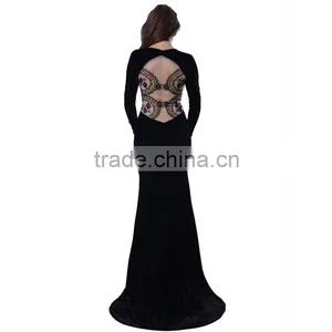 2015 Newest Arrival Long Sleeve Velvet Dress Fashion Lady 3xl Plus Size Dress thumbnail-1