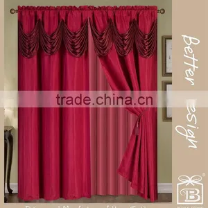 2 PCS Jacquard Wholesale Home Goods Curtains and Drapes With Valance thumbnail-1