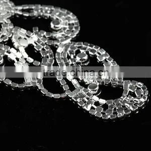 Wholesale Charming Crystal Silver Lady Rhinestone Lace Motif Sewed on Wedding Dress thumbnail-6