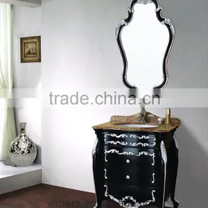 Corner Bathroom Vanity Sin With Top Granite in Antique Black WTS145 thumbnail-1