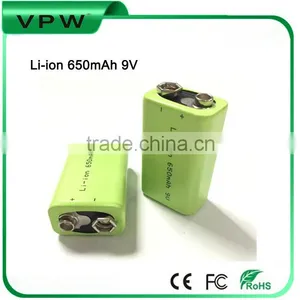 Rechargeable 650mAh 9V Li-ion Battery Li-polymer Battery for Interphone thumbnail-2