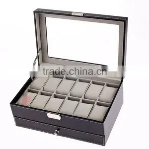 Chinese Factories Wholesale Custom PU Leather Jewelry Box, Multi-function Drawer Watch Box thumbnail-3