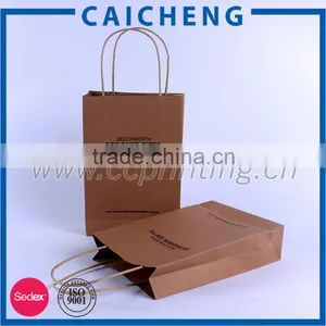 Recycled Kraft Brown Paper Bag With Custom Logo Print thumbnail-3