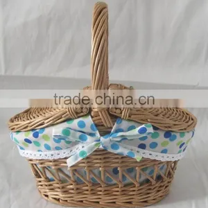 Willow Food Storage Basket With Lids and One Handle thumbnail-1