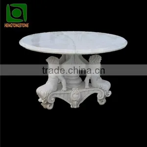 White Marble Round Table With Cherubim thumbnail-1
